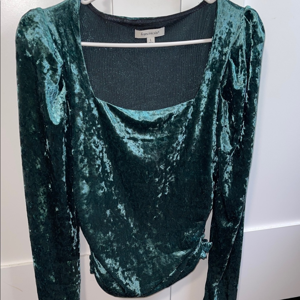 Francesca's Collections Emerald Velvet Blouse (Preloved)